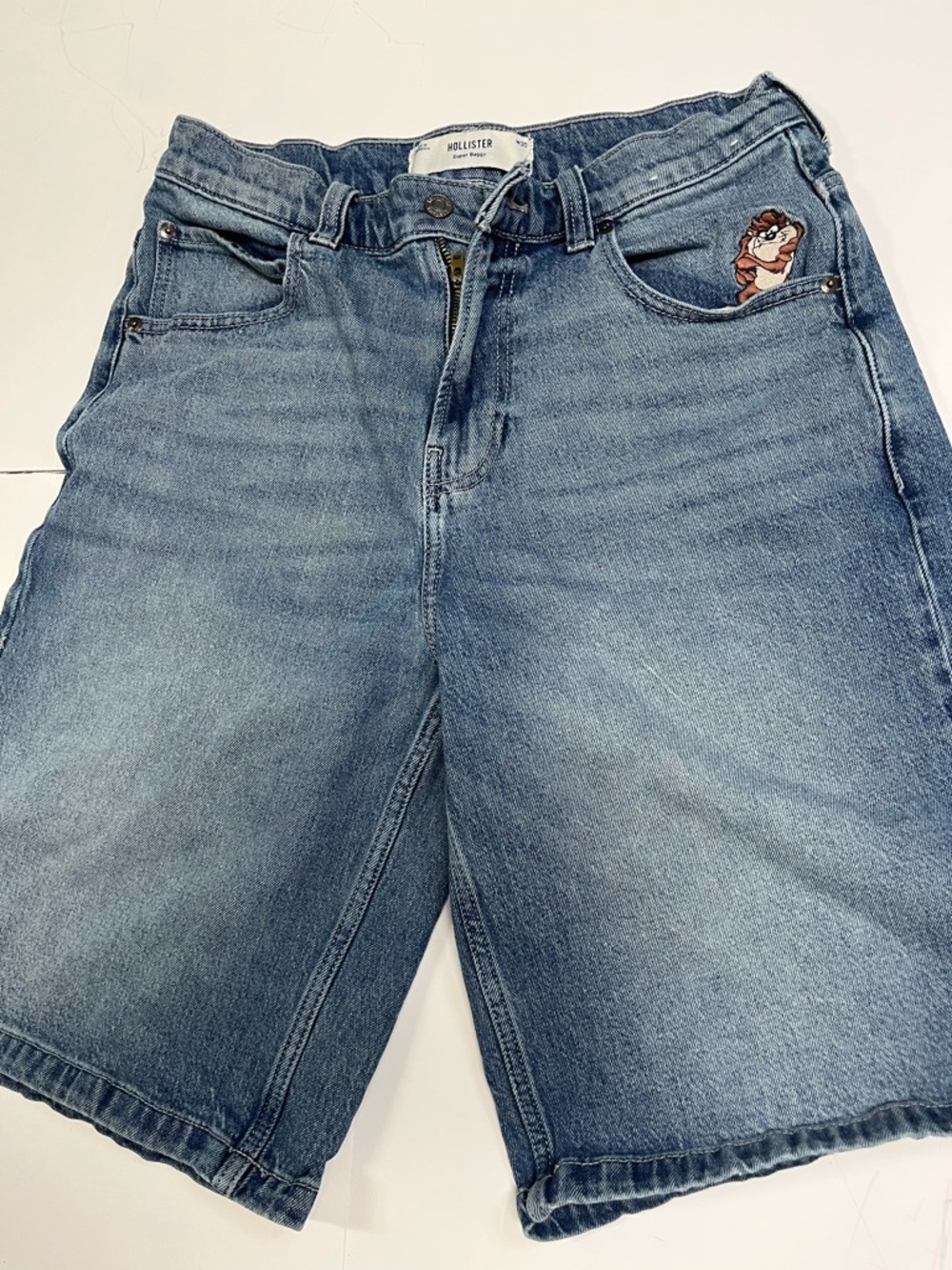 Hollister Light Blue Denim Jean Shorts with Tasmanian Devil Patch